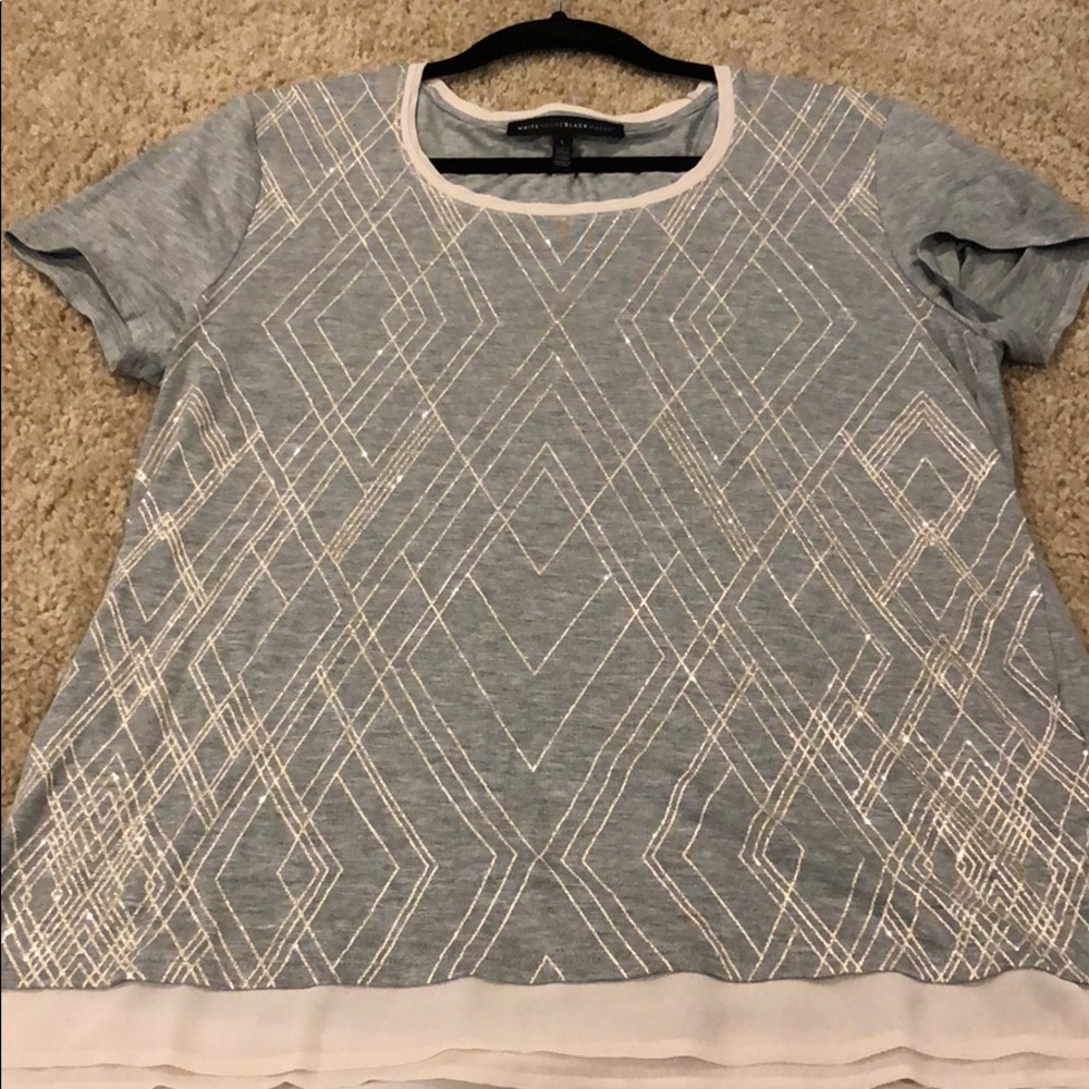 White house black market gray and shimmer Tee